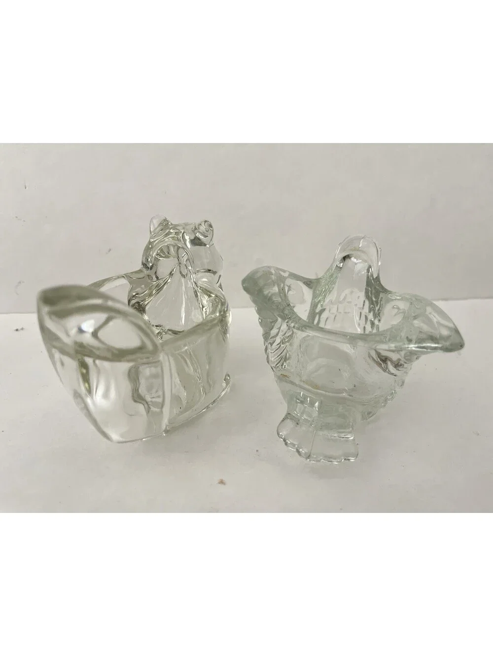 Set Of (2)  vintage Avon Crystal Glass Dove Votive Holders Candle Holder